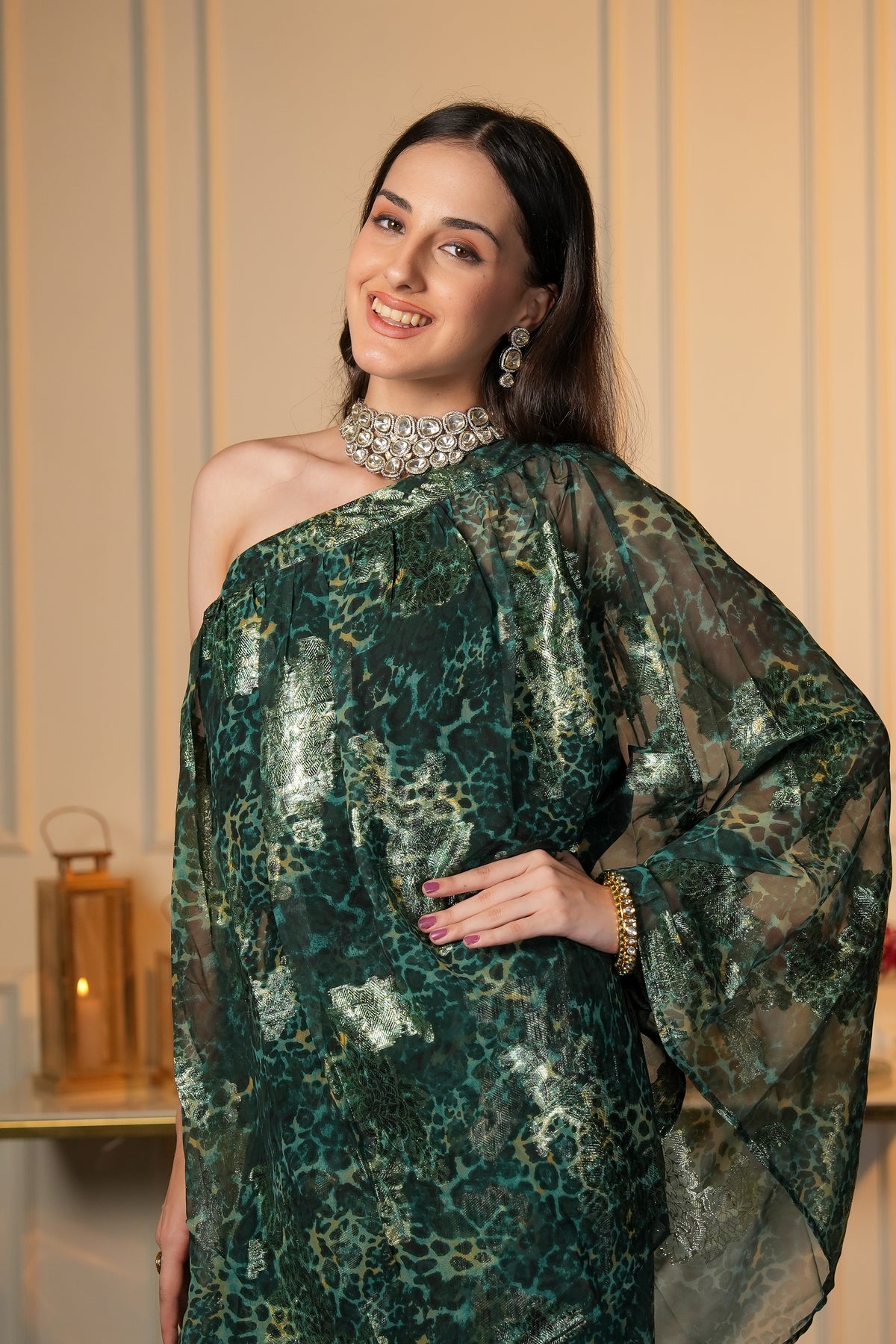 Zelva Green Boho Indo Western Co-ord Set