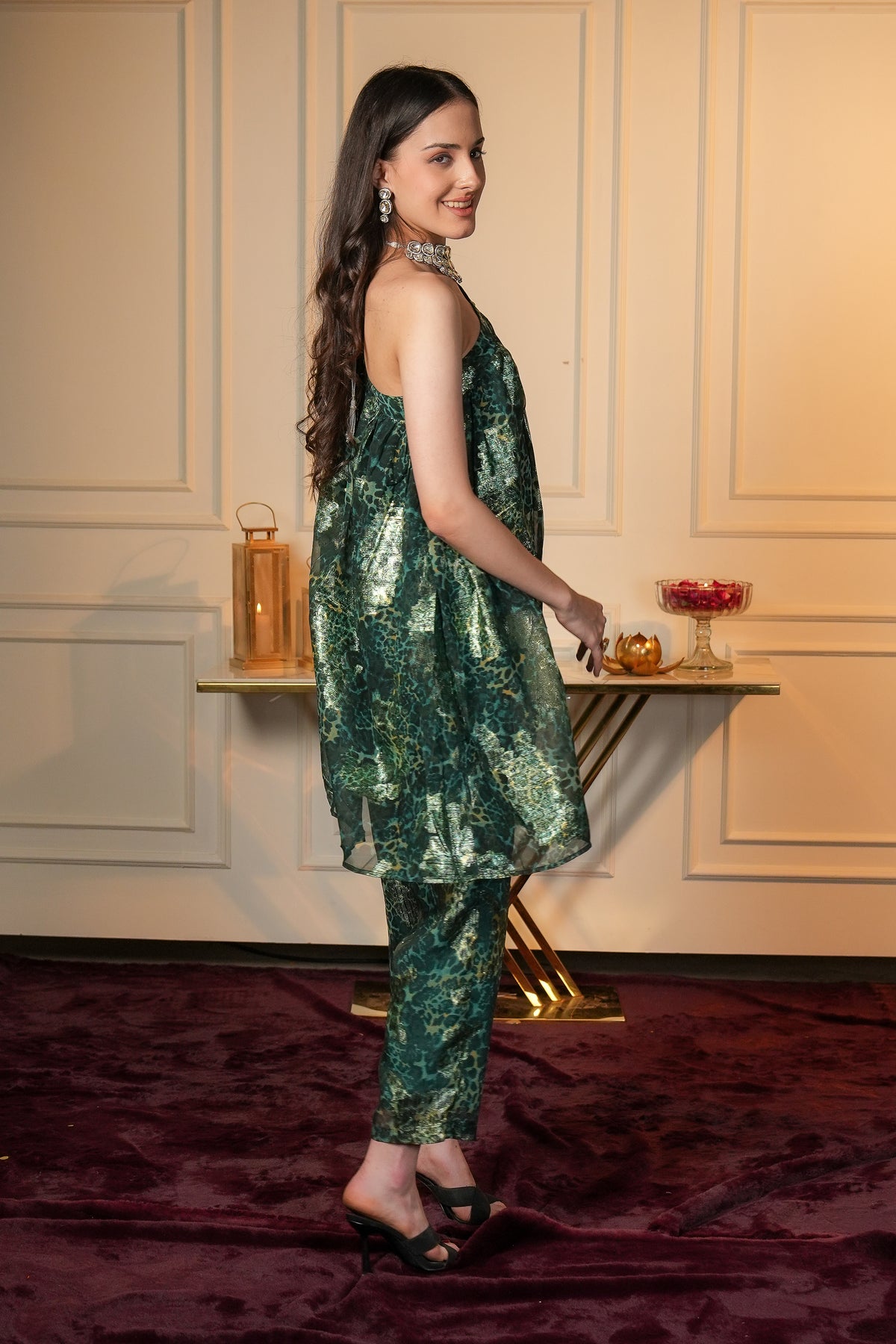 Zelva Green Boho Indo Western Co-ord Set