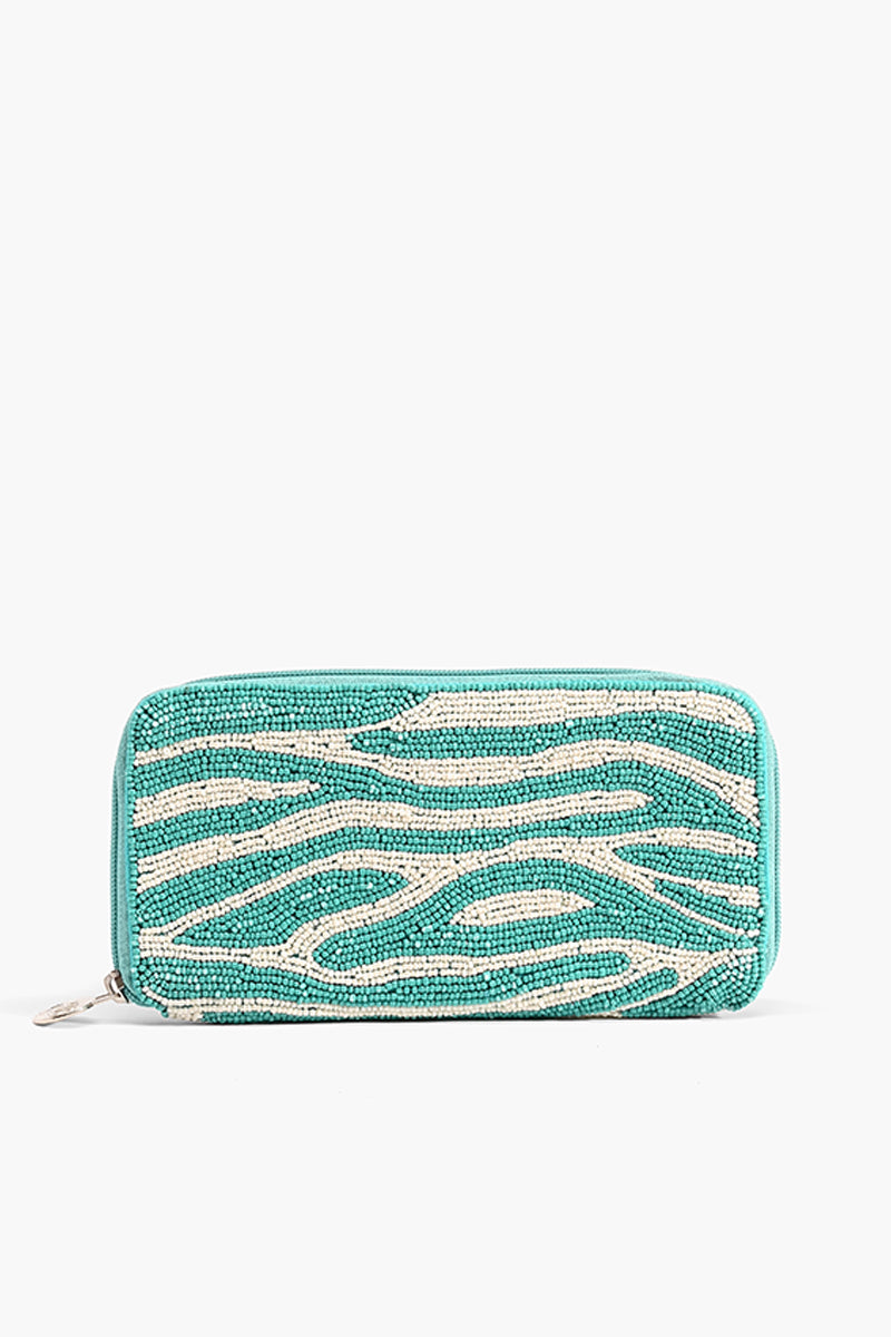 Aqua Zebra Stride Zip Wallet