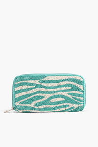 Aqua Zebra Stride Zip Wallet