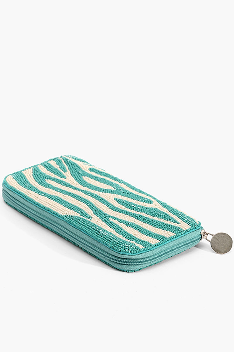 Aqua Zebra Stride Zip Wallet