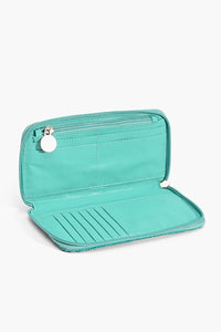 Aqua Zebra Stride Zip Wallet