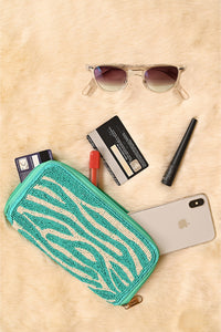 Aqua Zebra Stride Zip Wallet