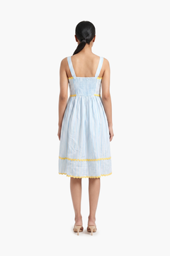 Champakali Striped Blue Cotton Dress
