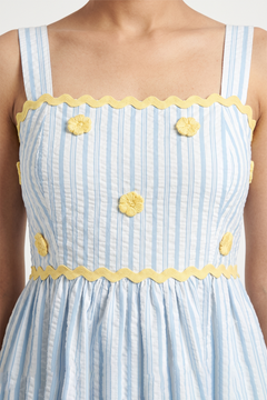 Champakali Striped Blue Cotton Dress