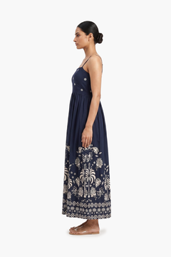 Palmira Blue Palm Print Maxi Dress