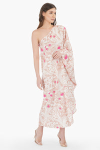 Misty Rose Butterfly One Shoulder Dress