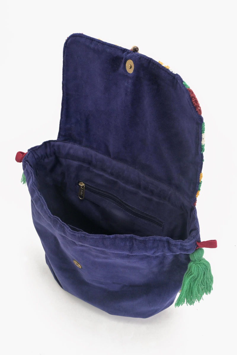Azure Embroidered Mini Backpack
