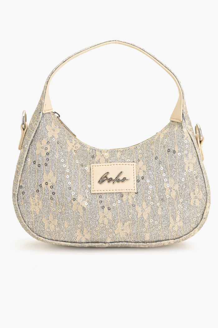 Moonlit Lace Handbag - Ivory Vegan Leather Bag