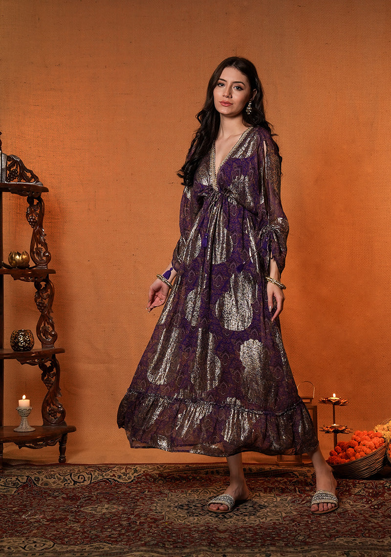 Ruhaniyah Purple Indo Western Women Dress