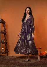 Ruhaniyah Purple Indo Western Women Dress