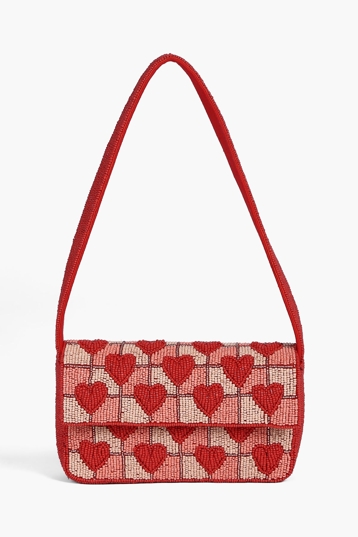 Handcrafted Embossed Heart Fully Beaded Luxury Shoulder Bag - Valentine's Special Evening Purse