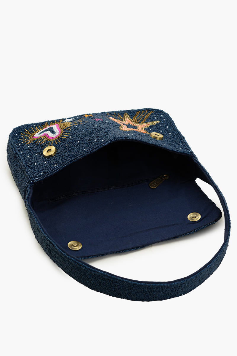 Boho Girl Cosmic Charm Beaded Shoulder Bag