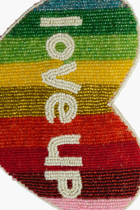 Handmade Rainbow Heart Beaded Pouch - love up Luxury Coin Purse & Mini Clutch