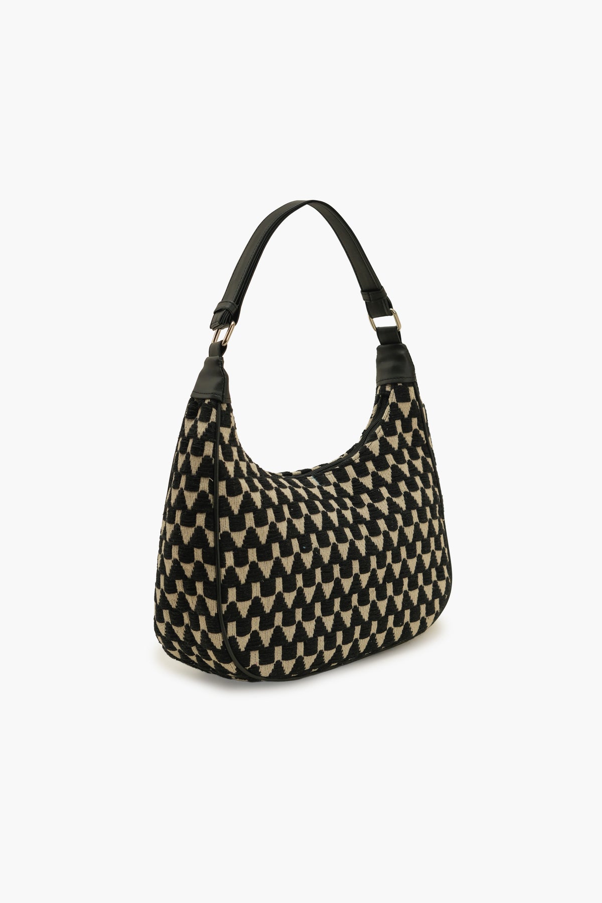 Black Zig-Zag Woven Shoulder Bag