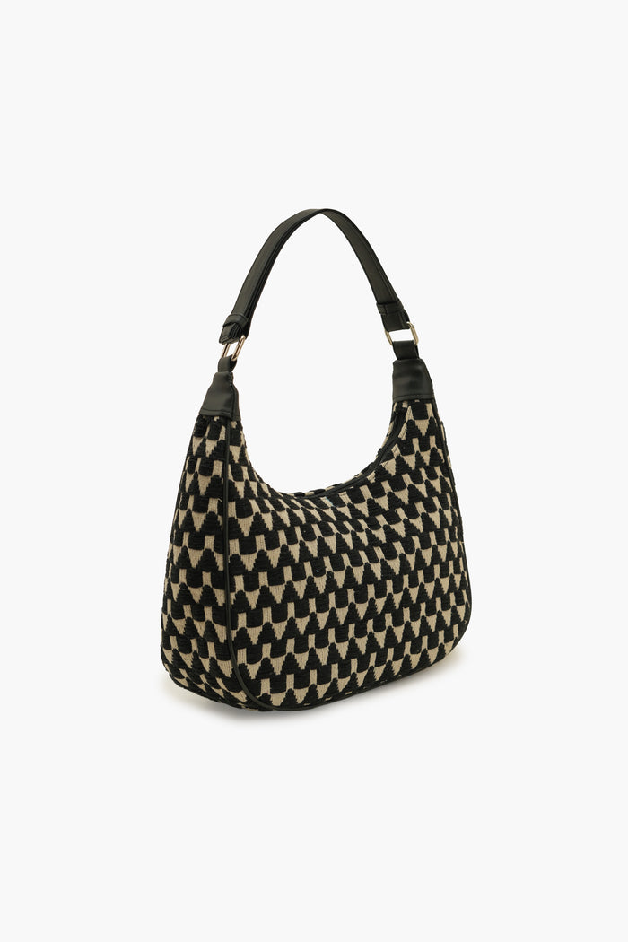 Black Zig-Zag Woven Shoulder Bag