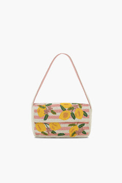 Lemon Citrus Burst Hand-Beaded Shoulder Bag