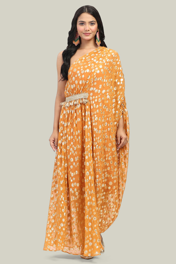 Rose Gold Moonlight Shimmer One-Shoulder Dress