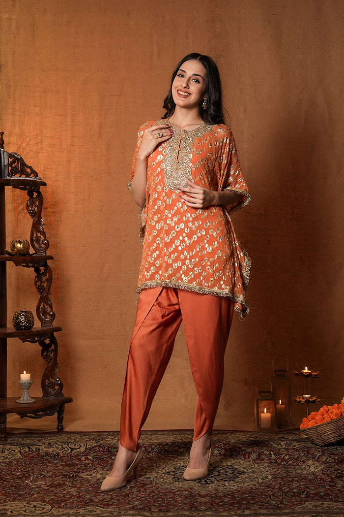 Sunheri Indo Western Kaftaan Co-ord Set
