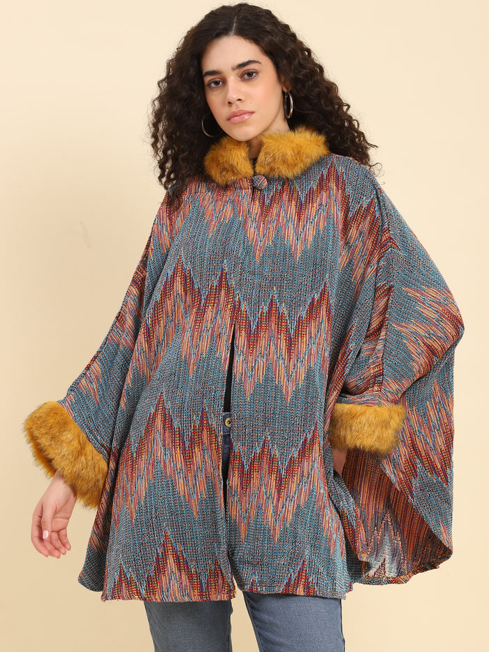 Winter Fur-Trimmed Short Cape