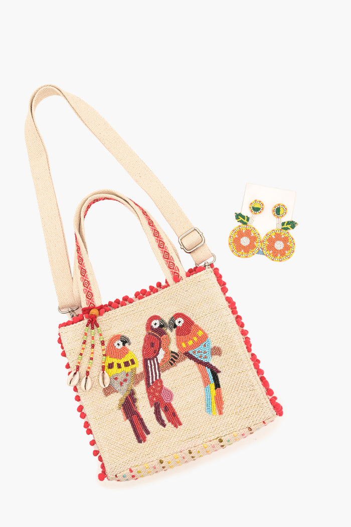 Parrot Perch Mini Tote + Earrings Combo
