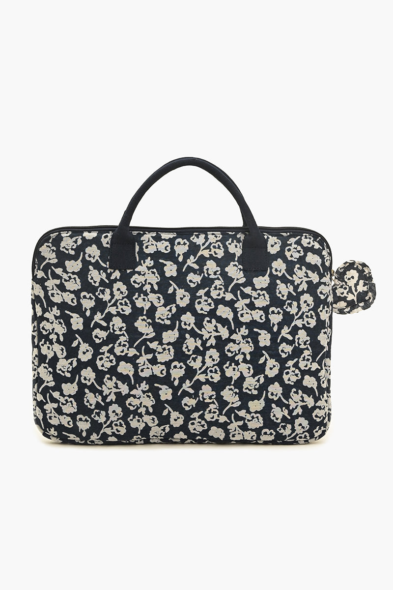 Navy Floral Laptop Tote