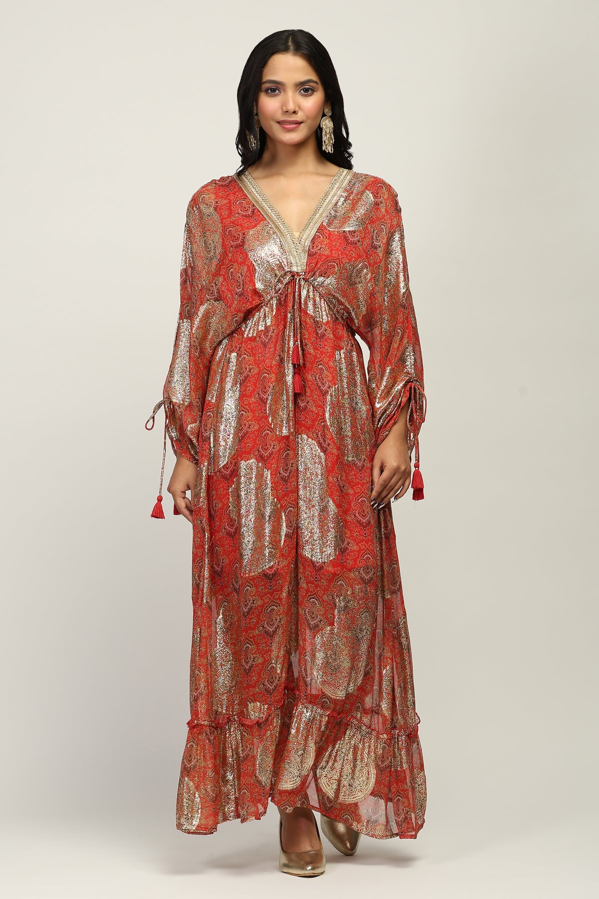 Ruhaniyah Rust Indo Western Women Dress
