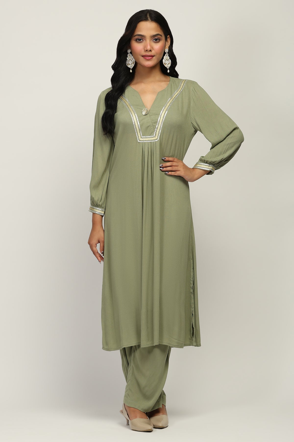 The Crinkle Club Rayon Crepe Kurta Set for Women