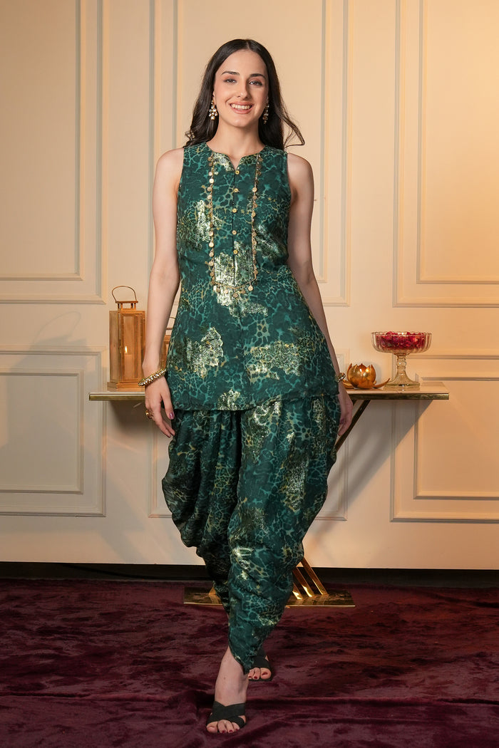 Aranya Green Indo Western Kurta Set