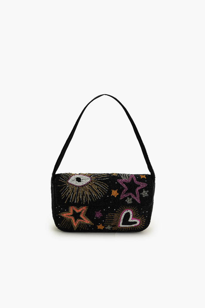 Boho Girl Cosmic Charm Beaded Shoulder Bag