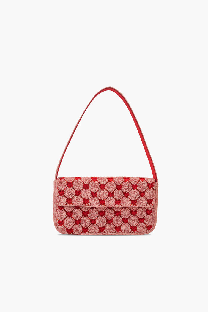 Handcrafted Heart-Pattern Fully Beaded Luxury Shoulder Bag - Valentine's Special Evening Purse