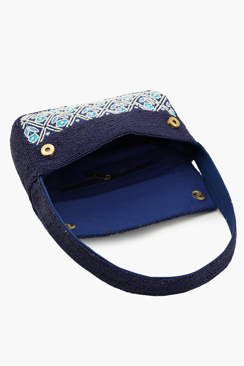 Boho Girl Blue Mirage Beaded Shoulder Bag