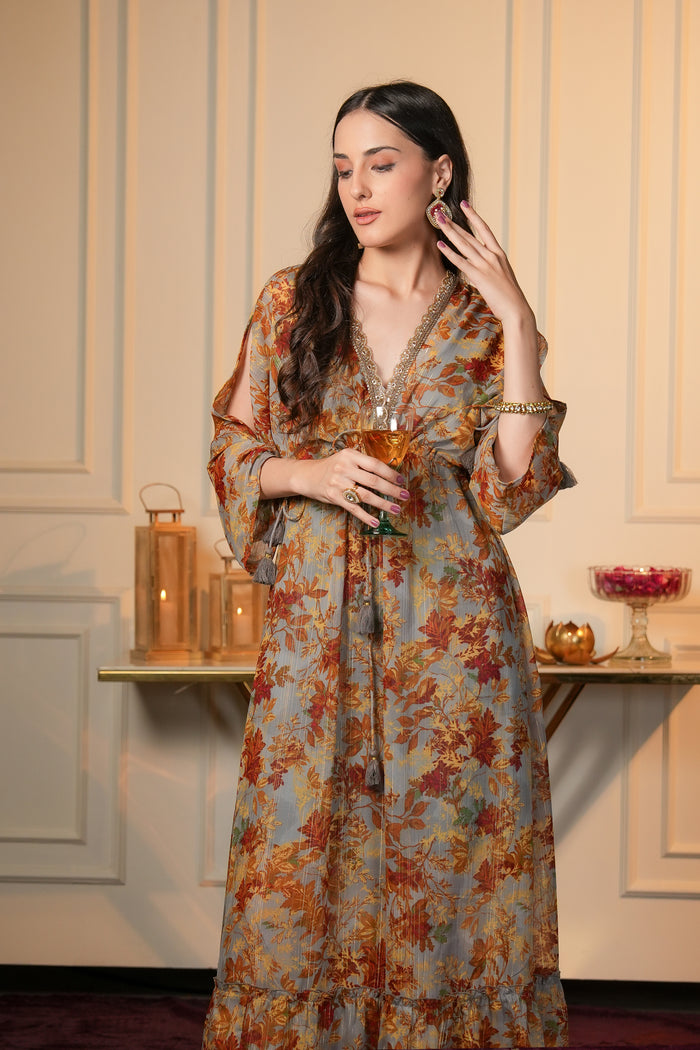 Aabro Boho Print Indo Western Dress