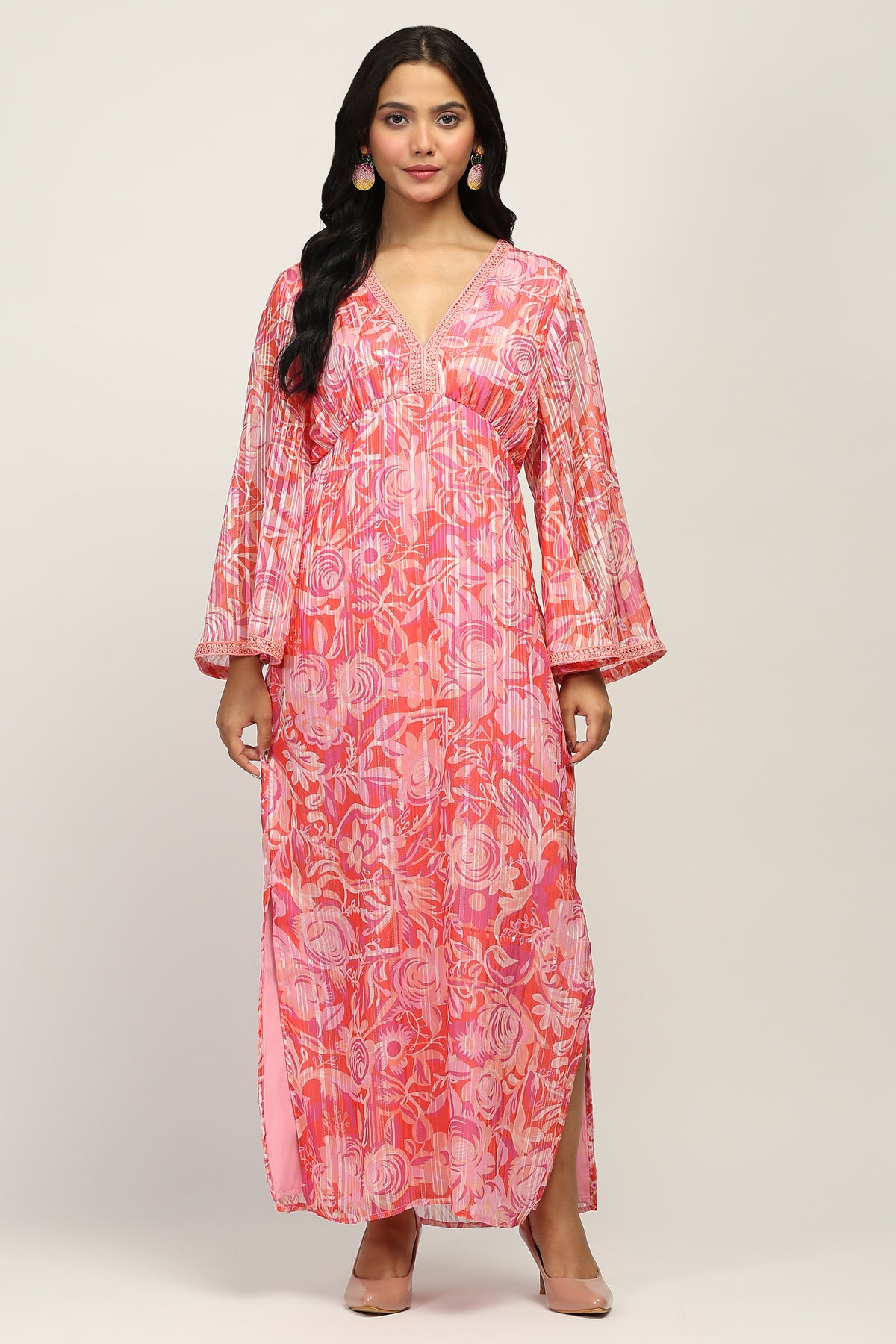 Classic Pink Floral Indo Western Dress