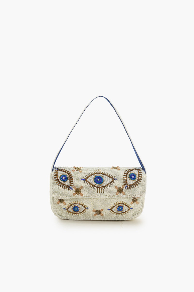 Boho Girl Mystic Eye Fully Beaded Shoulder Bag with Earrings