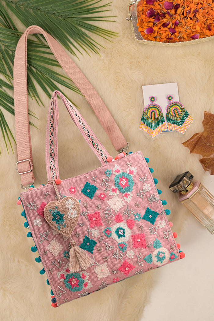 Whimsical Pink Mini Tote + Earrings Combo
