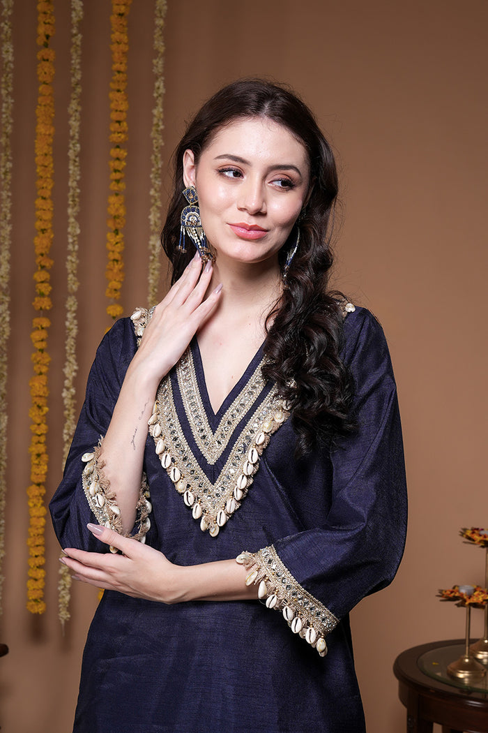 Manorama Blue Mirror Kurta Set