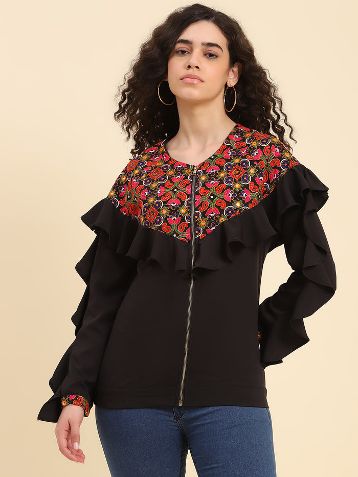 Bohemian Embroidered Jacket-RED