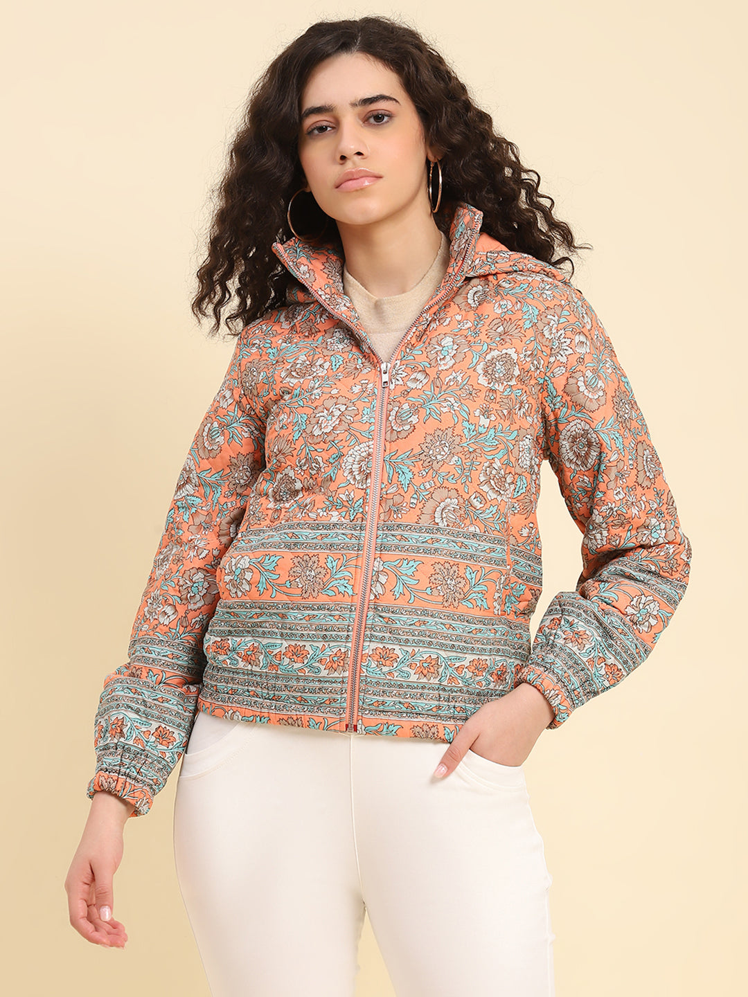 Georgia Peach Floral Bomber Jacket