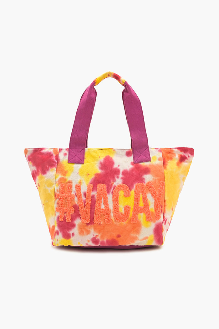 Vacay Embroidered Tie and Dye Tote