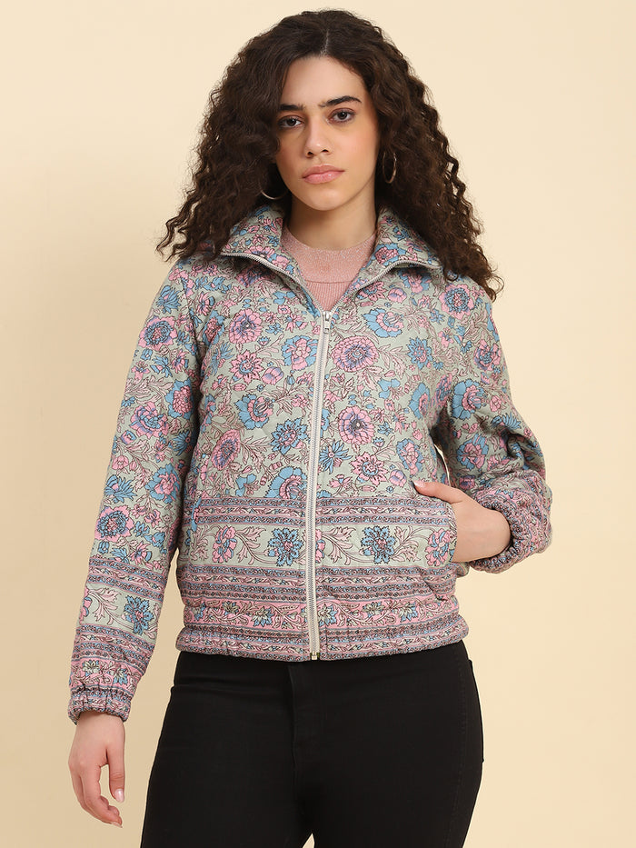 Aruba Blue Floral Bomber Jacket