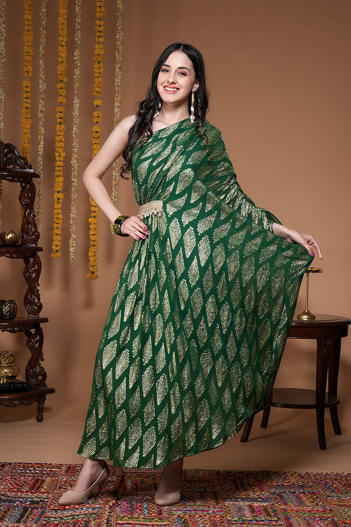 Ruyal Boho Indowestern One Shoulder Dress