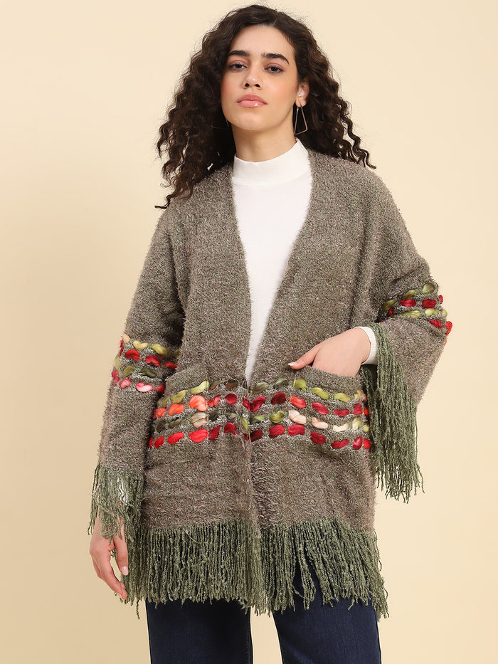 Olive Green Woolen Shrug