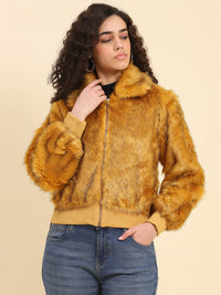 Golden Fox Faux Fur Bomber Jacket