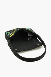 Boho Girl Emerald Wave Beaded Shoulder Bag