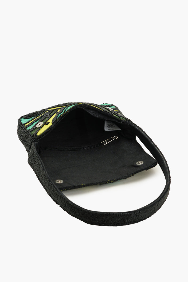 Boho Girl Emerald Wave Beaded Shoulder Bag