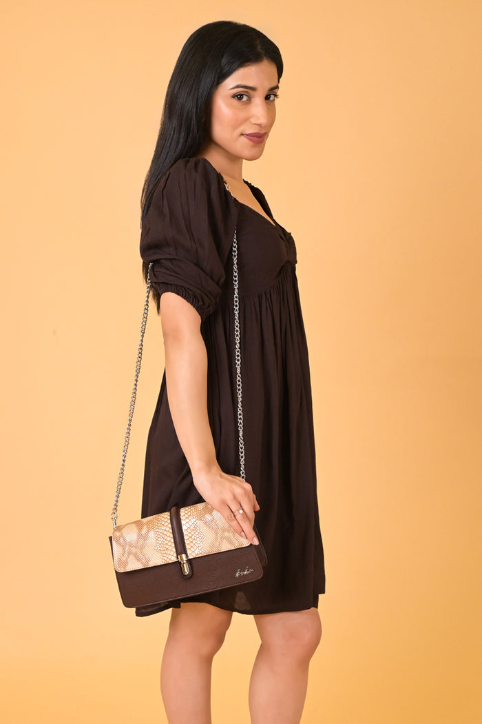 Ophidian Shimmer Crossbody - Brown