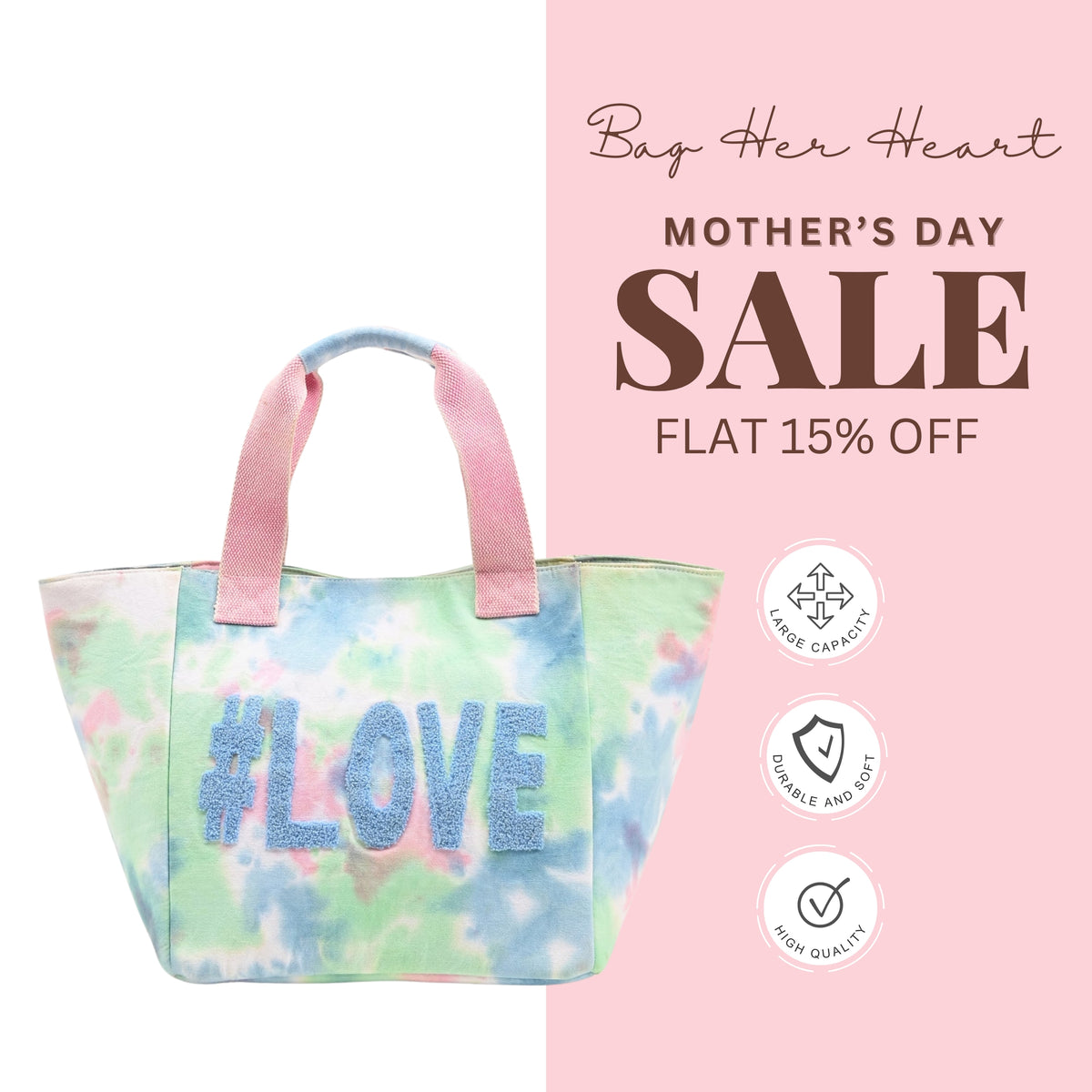 Love Embroidered Handmade Beach Tote