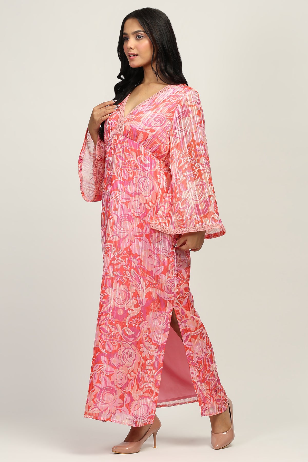 Classic Pink Floral Indo Western Dress
