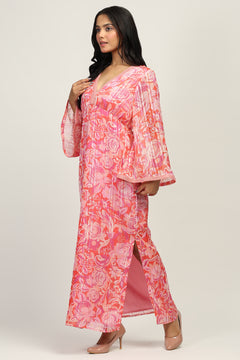 Classic Pink Floral Indo Western Dress